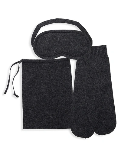 Shop Sofia Cashmere Knitted Cashmere Mini Travel Set In Charcoal