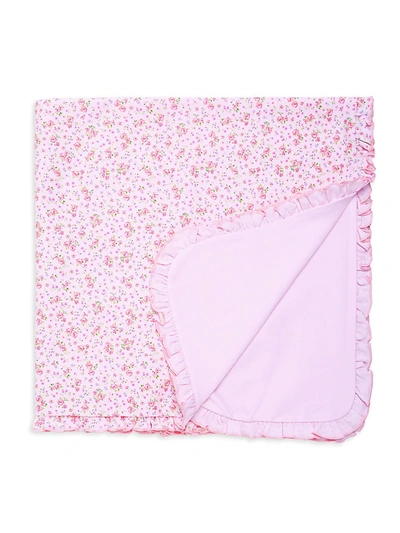 Shop Kissy Kissy Baby's Girl Rose Print Ruffle Blanket In Pink