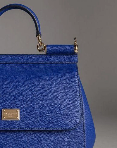 Dolce & Gabbana Medium Sicily Dauphine Leather Bag in Blue