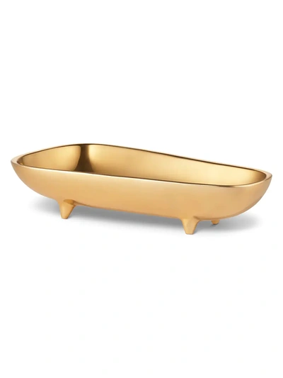 Shop Aerin Large Valerio Footed Bowl In Brass