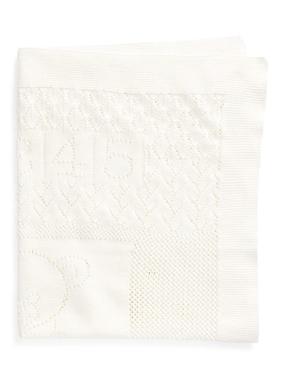 Shop Ralph Lauren Baby's Polo Bear & Heart Cotton Blanket In Cream