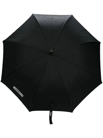 Shop Moschino Logo Print Umbrella In Brown