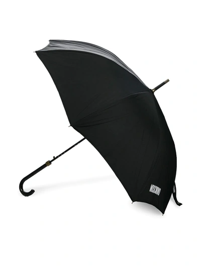 Shop Moschino Logo Print Umbrella In Brown