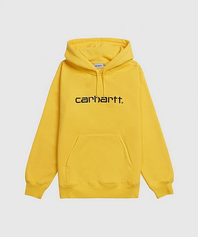 Shop Carhartt Signature Logo Hoody In Yellow / Black