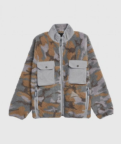 Shop And Wander Jacquard Boa Jacket In Grey