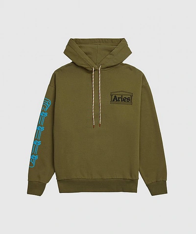 Shop Aries Column Hoody In Green