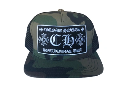 Pre-owned Chrome Hearts Ch Hollywood Trucker Hat Camo/black