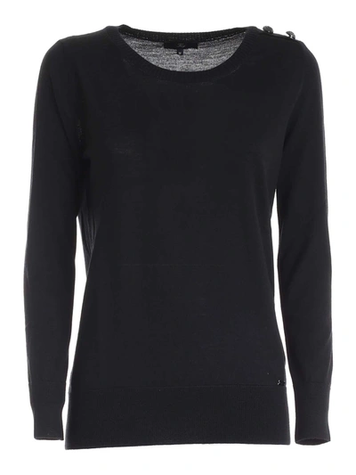 Shop Fay Buttoned Sweater In Black