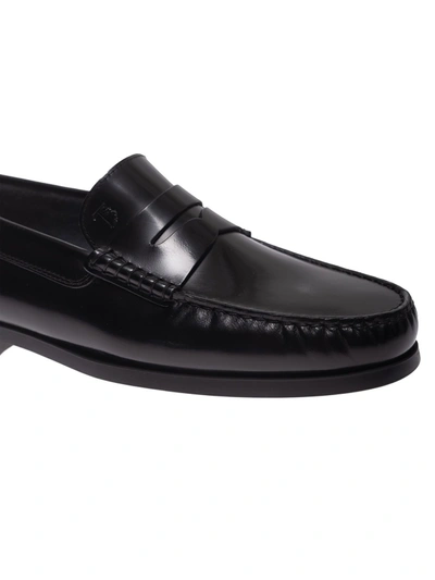 Shop Tod's Leather Loafers In Black