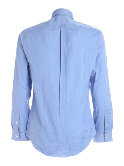 Shop Ralph Lauren Polo  Slim Fit Button Down Cotton Shirt In Light Blue