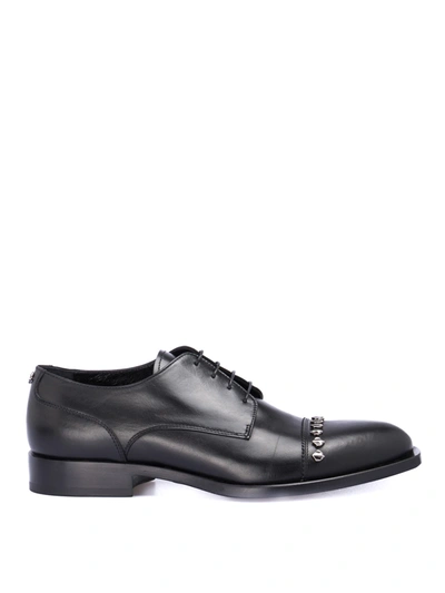 Shop Roberto Cavalli Studded Derby Shoes In Black