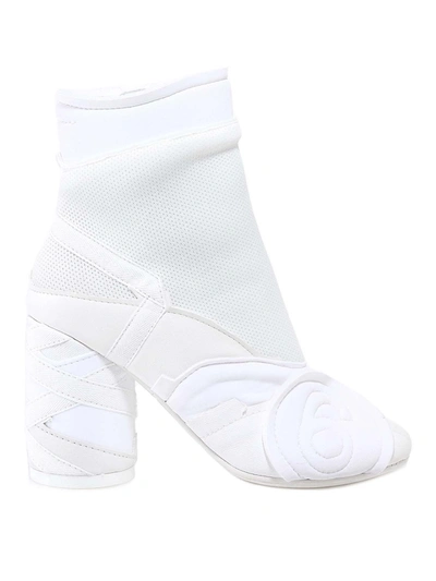 Shop Mm6 Maison Margiela Padded Booties In White