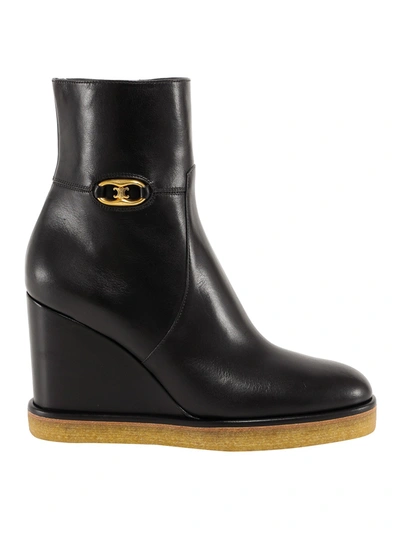 Shop Celine Manon Leather Ankle Boots In Black