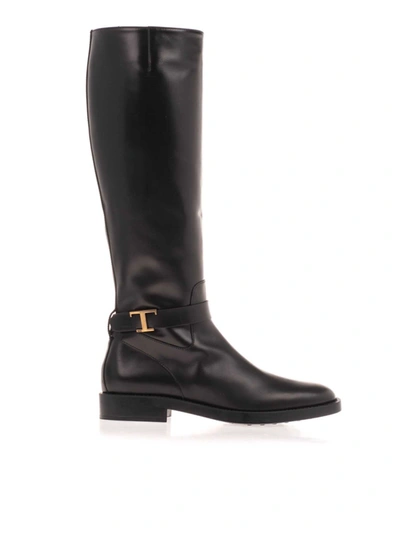 Shop Tod's T Logo Boots In Black