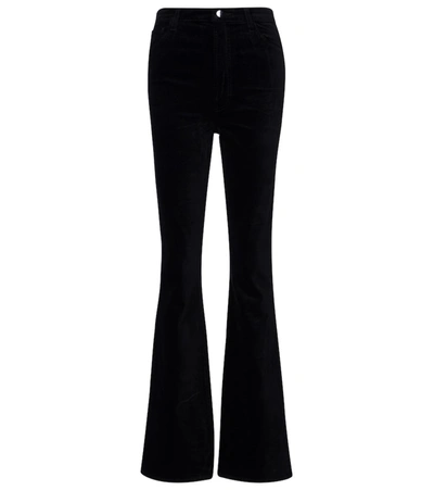 Shop J Brand Runway Velvet Bootcut Pants In Black