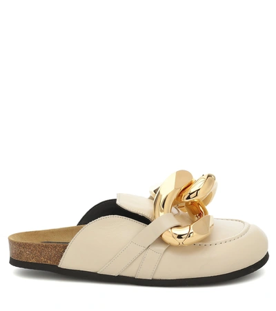 Shop Jw Anderson Embellished Leather Slippers In Yellow