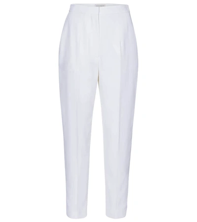 Shop Alexander Mcqueen High-rise Virgin Wool Pants In White