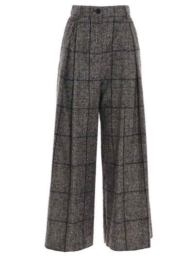 Shop Dolce & Gabbana Prince Of Wales Tailored Pants In Grey