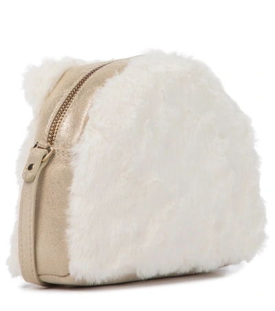 Shop Bonpoint Igloo Leather And Faux Fur Bag In White
