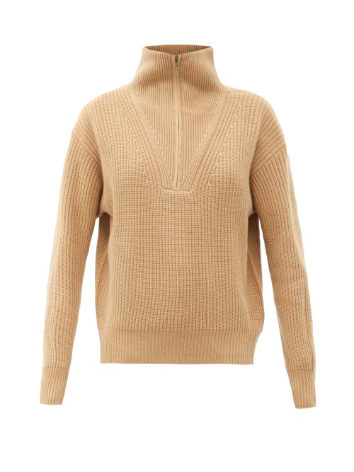 tan half zip sweater