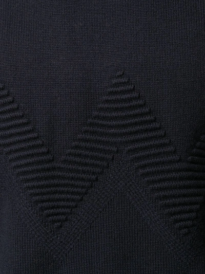 Shop Junya Watanabe Zigzag-embroidered Wool Jumper In Blue