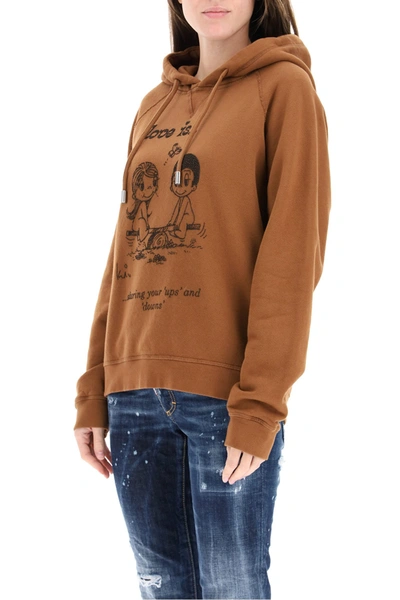 Shop Dsquared2 Love Is... Hoodie In Brown