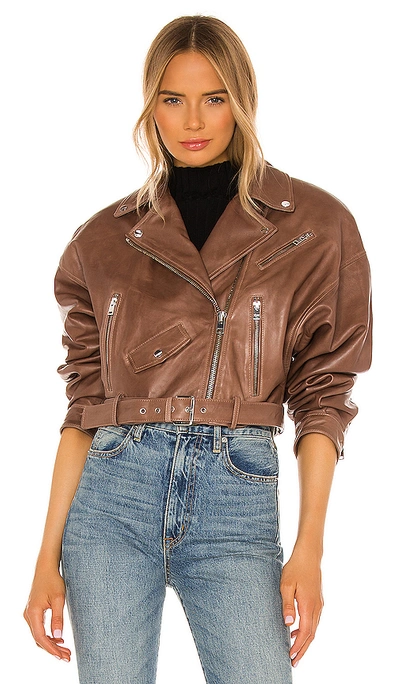 Lamarque Harper Leather Moto Jacket In Tan