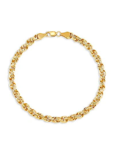 Shop Saks Fifth Avenue 14k Yellow Gold Triple Interlock Link Bracelet