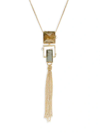 Shop Alexis Bittar 10k Goldplated, Doublet & Crystal Tassel Pendant Long Necklace