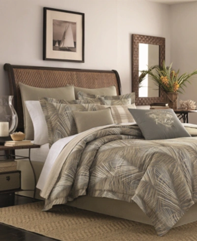 Shop Tommy Bahama Home Closeout!  Raffia Palms Reversible 4-pc. Queen Comforter Set In Pewter Gray