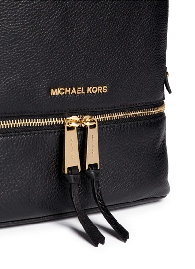 Michael Michael Kors 'rhea' Small 18k Gold Plated Leather Backpack In Black