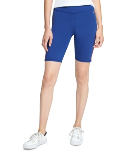 Shop Tommy Hilfiger Sport Striped Bike Shorts In Deep Blue