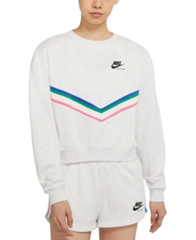 Shop Nike Women's Sportswear Heritage Fleece Sweatshirt In Birch Heather/black