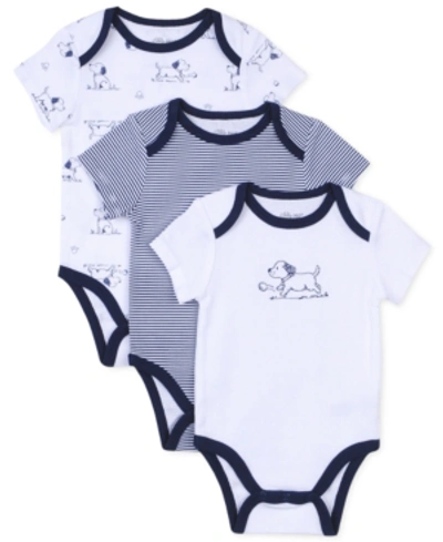 Shop Little Me Baby Boys Puppy Toile Bodysuits, Pack Of 3 In White Multi