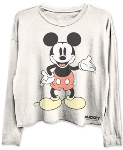 Shop Disney Cropped Mickey Mouse Long Sleeve Graphic T-shirt In Grey
