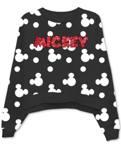Shop Disney Sequin-embellished Mickey Mouse Print Sweatshirt In Black