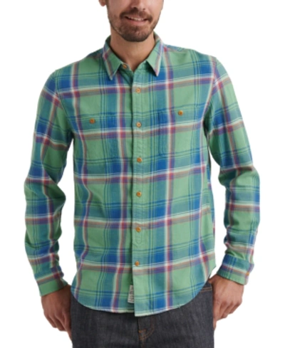 Shop Lucky Brand Men's Plaid Stretch Flannel Shirt In Green Plaid