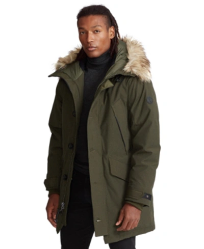 Shop Polo Ralph Lauren Men's Faux Fur-trim Down Parka In Estate Olive