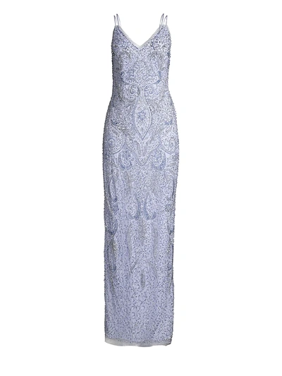 Shop Aidan Mattox Women's Embellished Column Gown In Ice Perry
