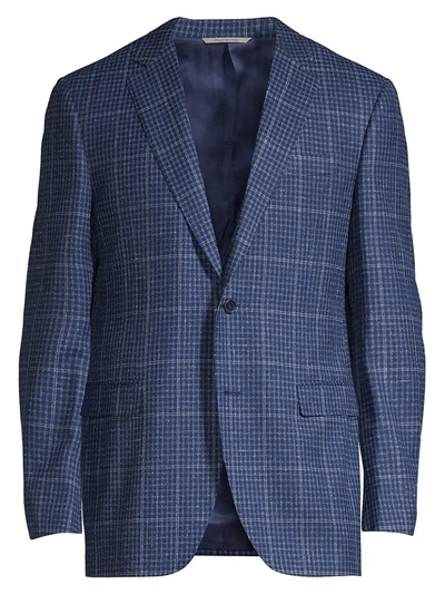 Shop Canali Men's Windowpane Wool Sportcoat In Blue