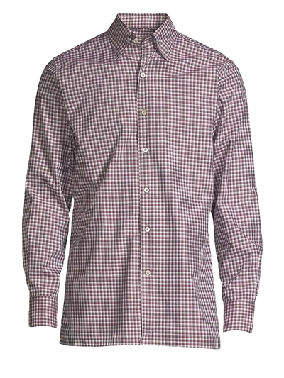 Shop Canali Men's Checked Sport Shirt In Red