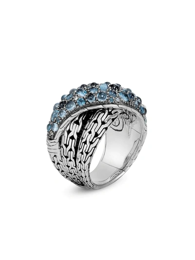 Shop John Hardy Women's Classic Chain Silver, London Blue Topaz, Swiss Blue Topaz & Blue Zircon Crossover Ring