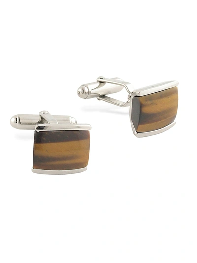 Shop David Donahue Sterling Silver Tigers Eye Cufflinks