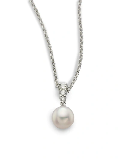 Shop Mikimoto Women's Morning Dew 8mm Cultured Akoya Pearl & Diamond Pendant Necklace