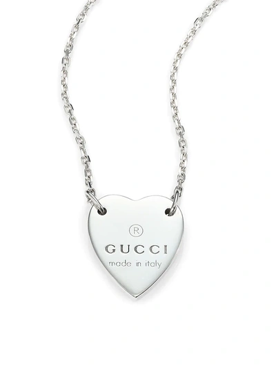 Shop Gucci Women's Sterling Silver Signature Heart Pendant Necklace