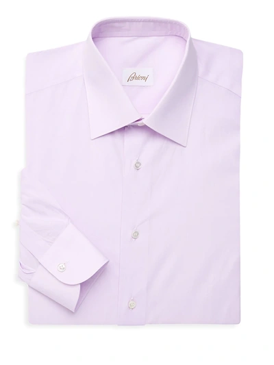 Shop Brioni Men's Classic-fit Cotton Long Sleeve Shirt In Lilac