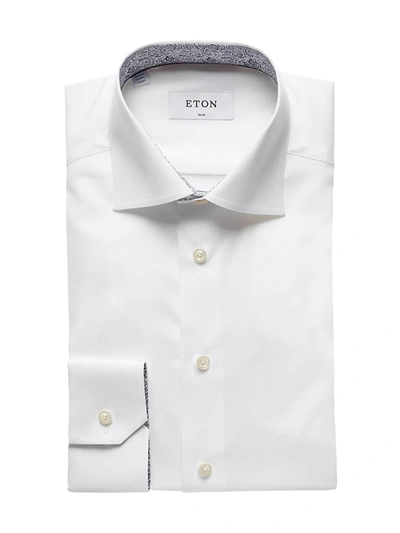 Shop Eton Men's Slim-fit Paisley-detail Solid Dress Shirt In White
