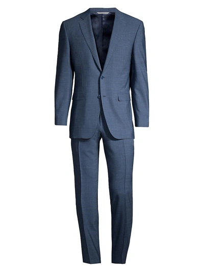 Shop Canali Men's Wool Twill Single-breasted Suit In Blue