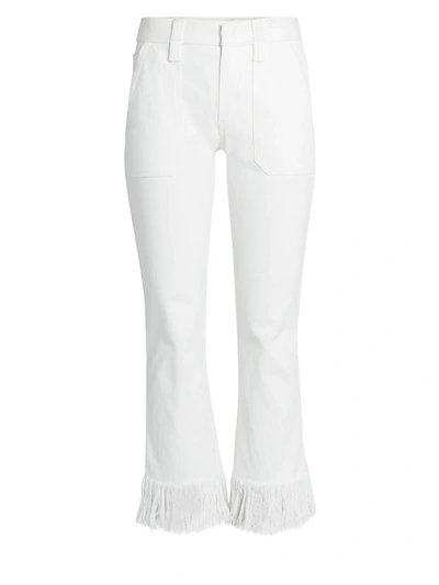 Shop Chloé Women's Slim-leg Fringed Jeans In White