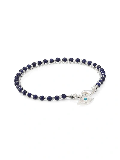 Shop Astley Clarke Women's Sterling Silver, White Sapphire, Lapis & Turquoise Beaded Bracelet In Blue